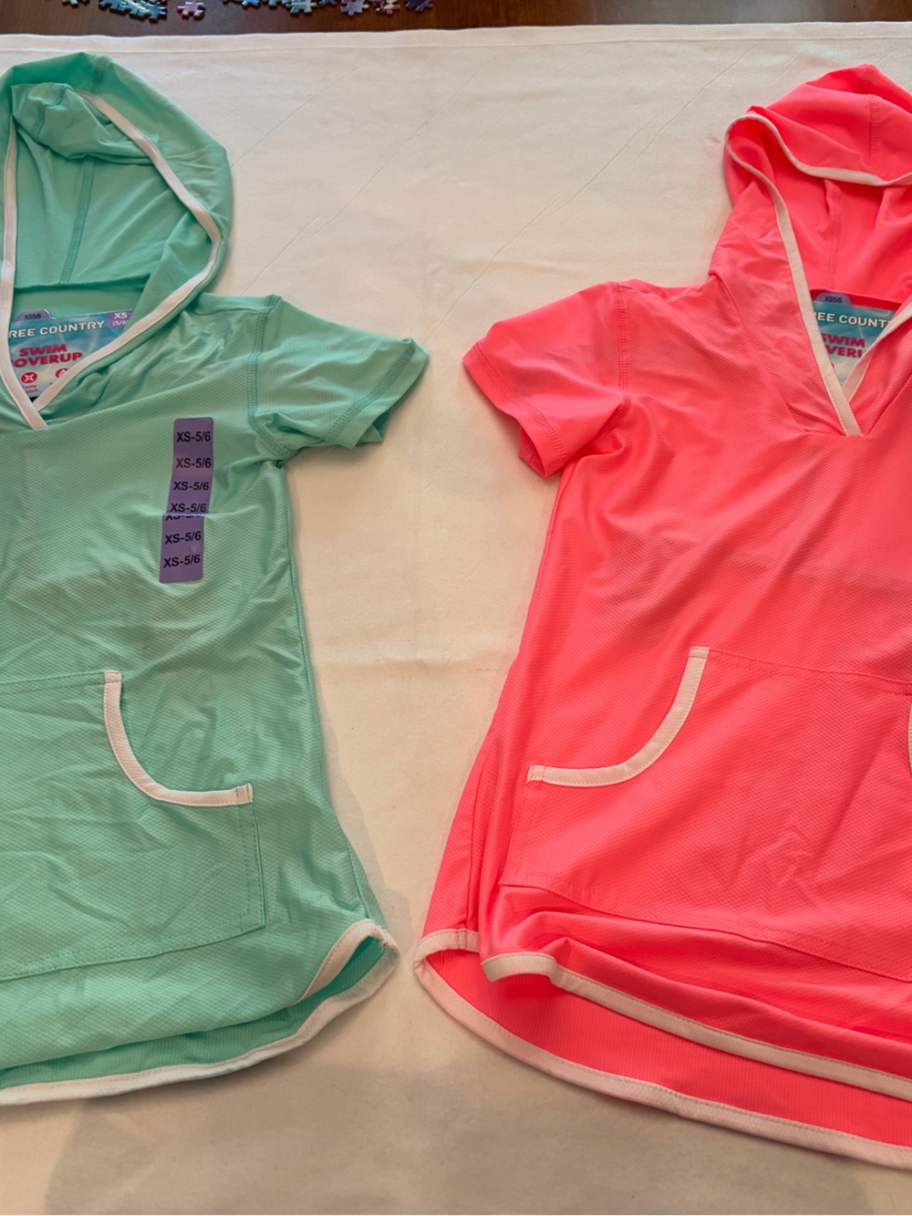 Free Country Girls' Swim Coverup XS (5/6) - Hooded- available in Mint or Pink